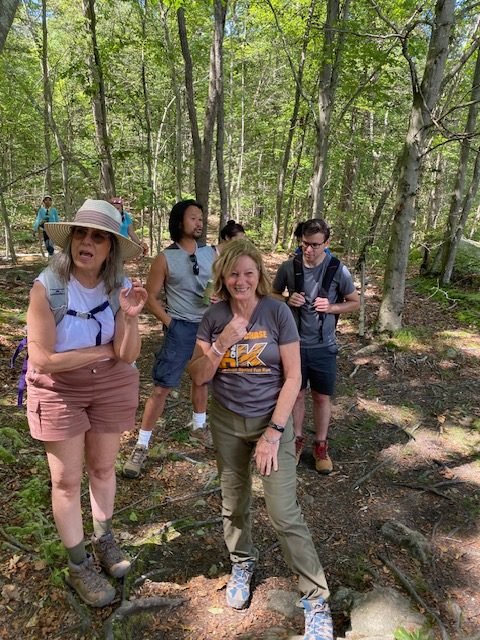 Talking as the group walks